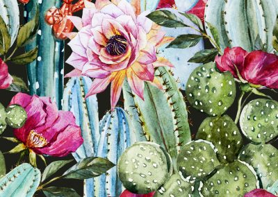 Watercolor cactus pattern